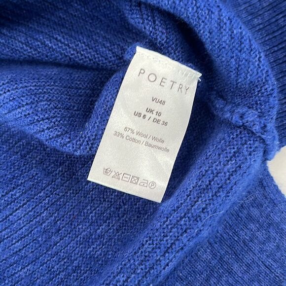 Cobalt Blue Sweater Poetry Chunky Knit Zip Up Sweater with Pockets - Picture 8 of 12